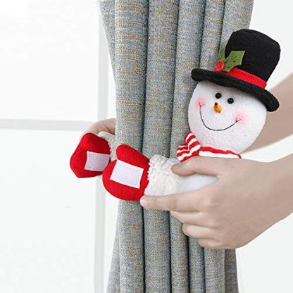 D-FantiX Christmas Curtain Buckle Tieback Set of 2, Santa Snowman Curtain Tiebacks Holdback Fastener Buckle Clamp Window Decorations Wine Bottle Topper Christmas Ornaments Home Holiday D鑼卌or-xinru shop