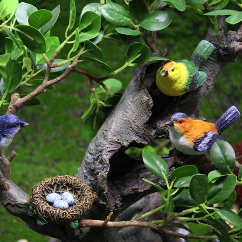 Figurines Simulation Cute Miniature Bird Resin Magpie Mini Dollhouse Decor-xinru