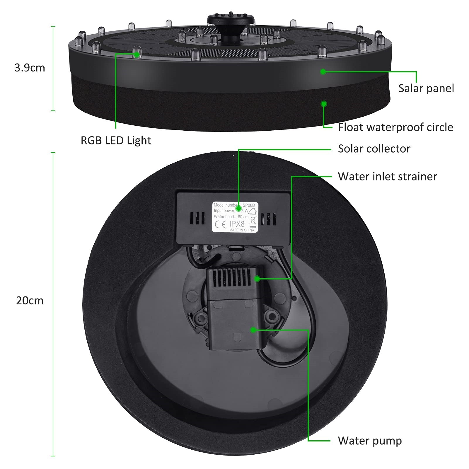Floating Solar Bird Bath Fountain Kit Lamp-xinru