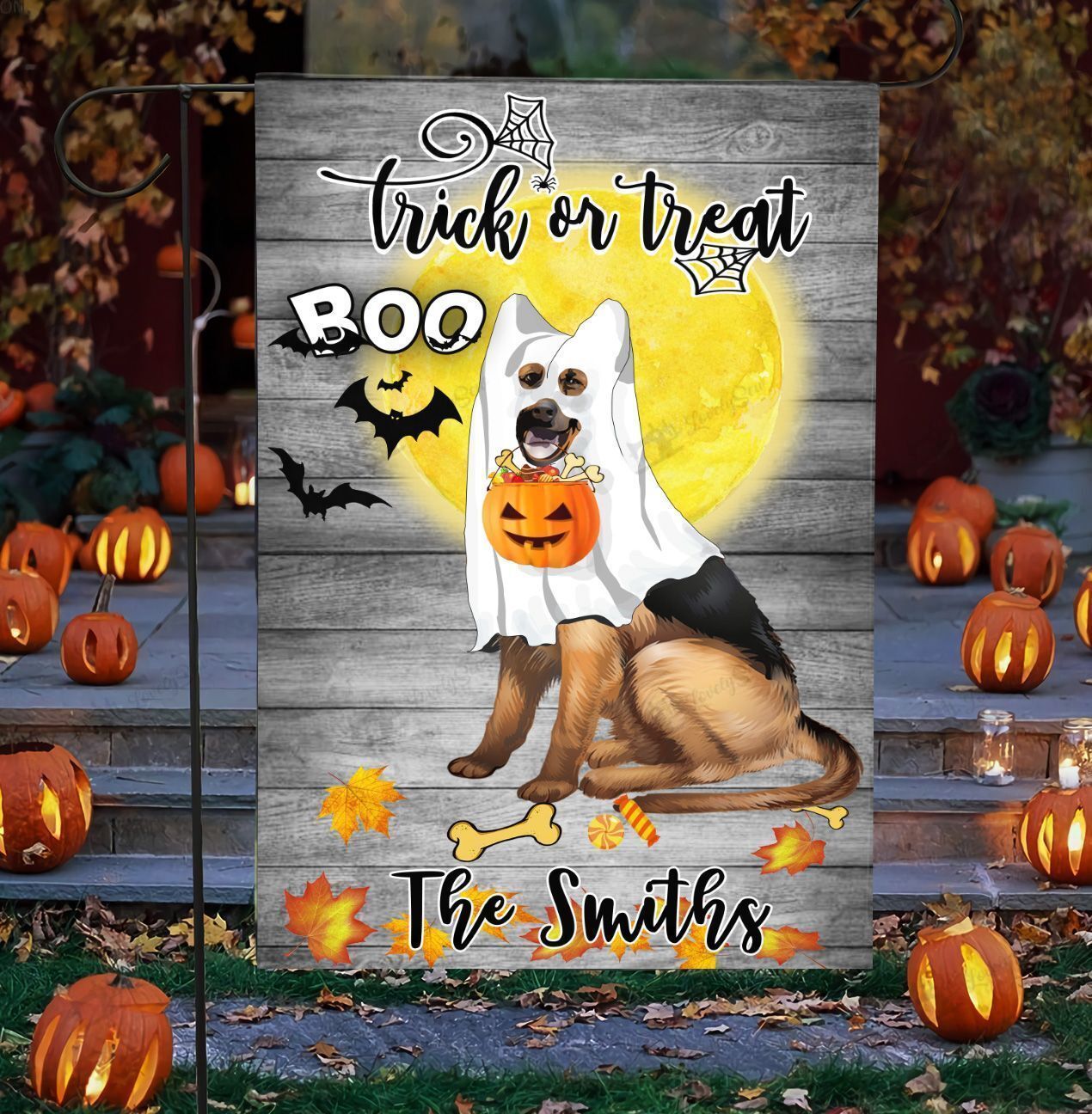 Personalized - Custom Name Boo German Shepherd Trick Or Treat Gray Halloween Gifts Garden House Flag-xinru shop