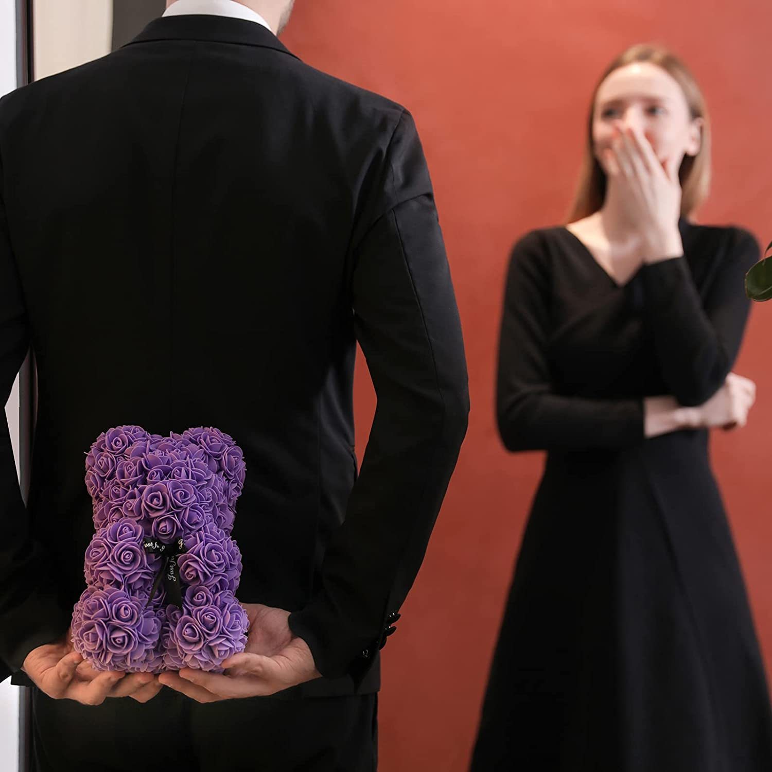 Mother's Day Gift Rose Bear With Light String Necklace Balloon Card Box-xinru