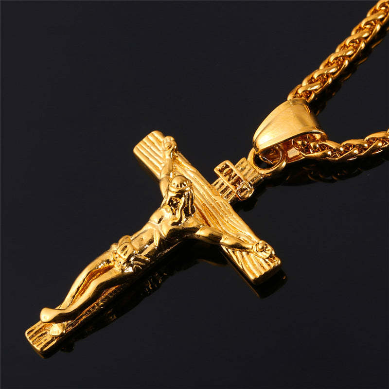 Crucifix Cross Necklace Catholic Pendant For Men-xinru