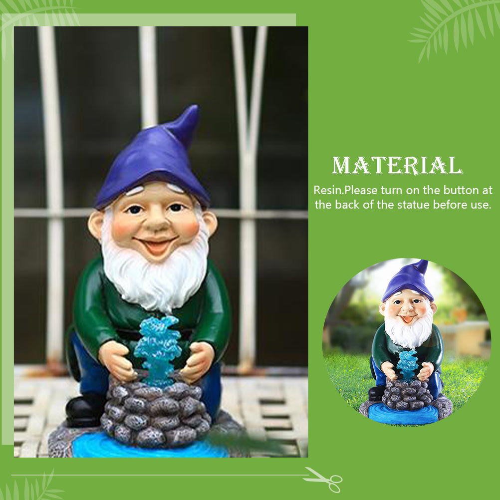Garden Well Gnome Solar Lamp Resin Ornament Dwarf Decorative Crafts-xinru