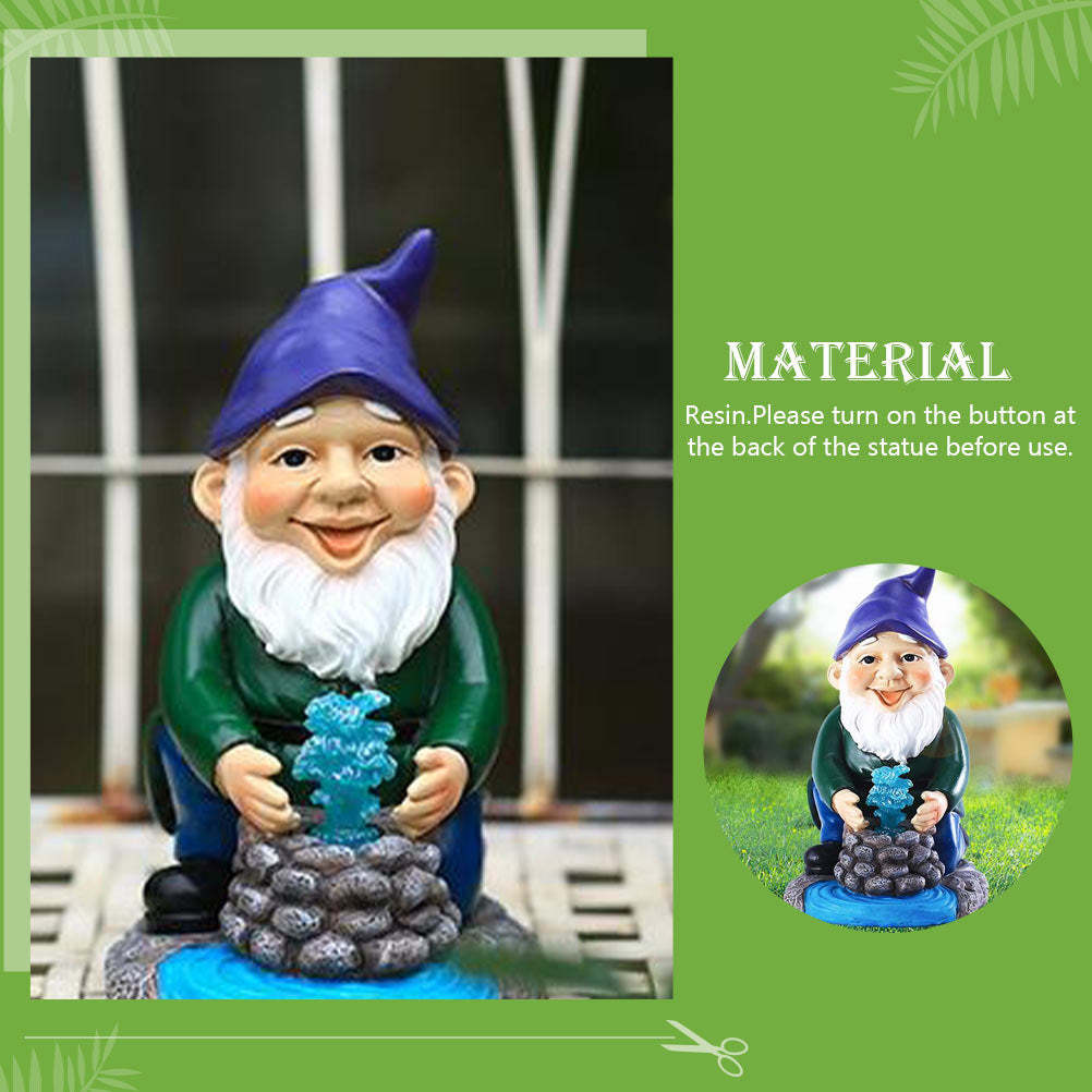 Garden Well Gnome Solar Lamp Resin Ornament Dwarf Decorative Crafts-xinru