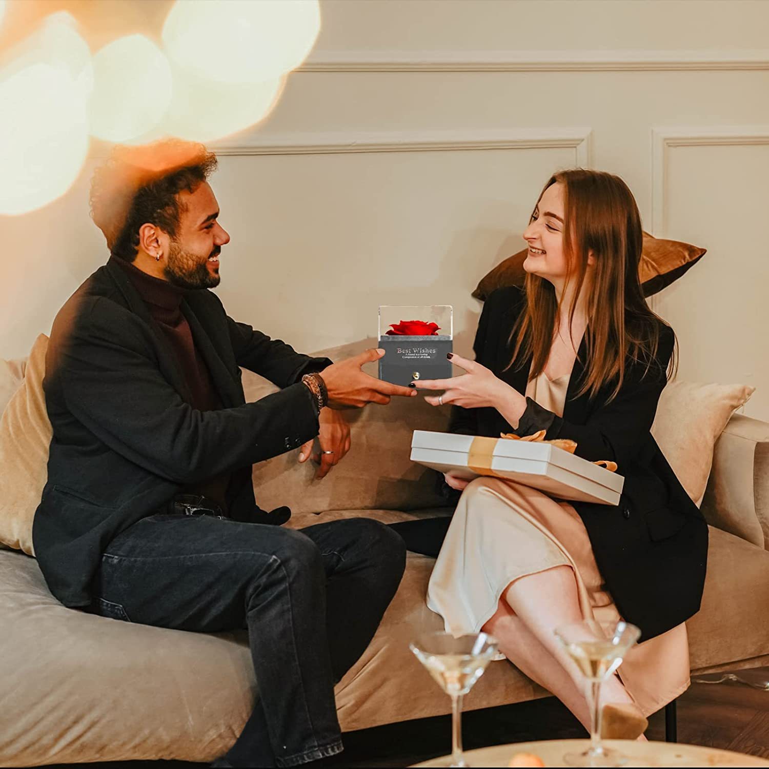 Mother's Day Gift Preserved Red Real Rose With  Necklace-xinru