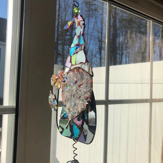 Stained Glass Garden Gnome SunCatcher-xinru