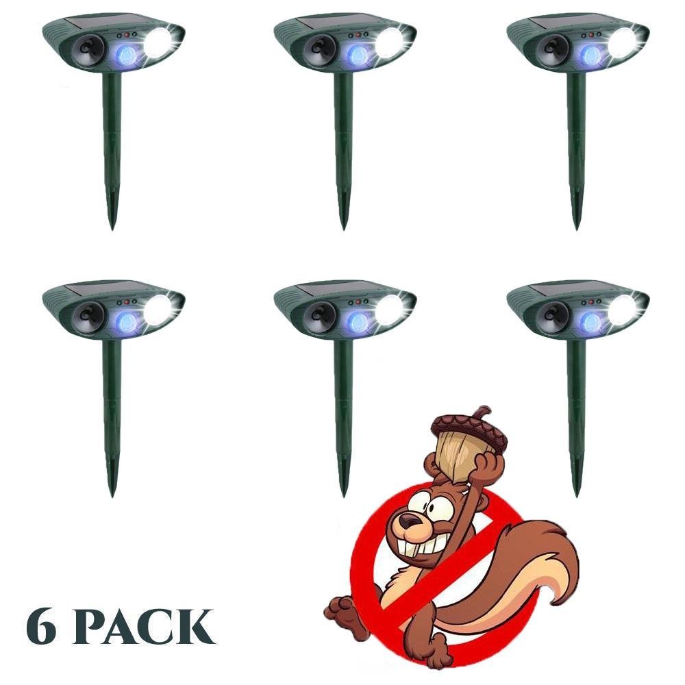 Ultrasonic Squirrel Repeller - PACK of 6 - Solar Powered - Get Rid of Squirrels in 48 Hours or It's FREE-xinru shop