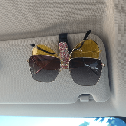 Car Visor Bling Crystal Diamond Glasses Frame Clip-xinru