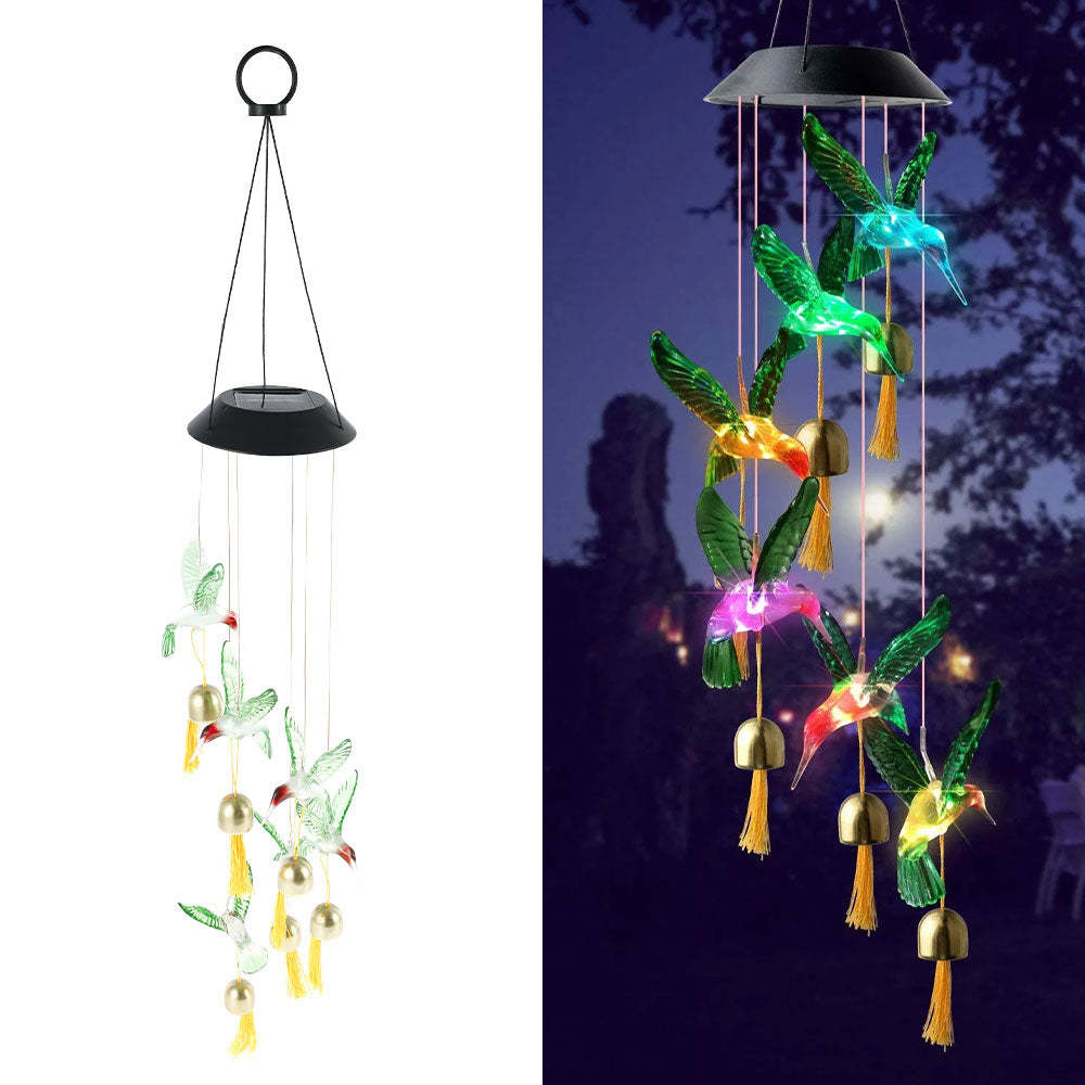 Solar Butterfly Wind Chime Night Light Outdoor Garden Decor-xinru