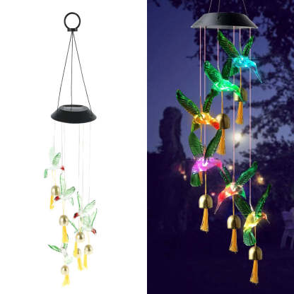 Solar Butterfly Wind Chime Night Light Outdoor Garden Decor-xinru