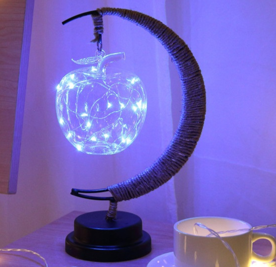 LED Moon Rattan Ball Light Line Rattan Handmade Hemp Rope Iron Night Light-xinru
