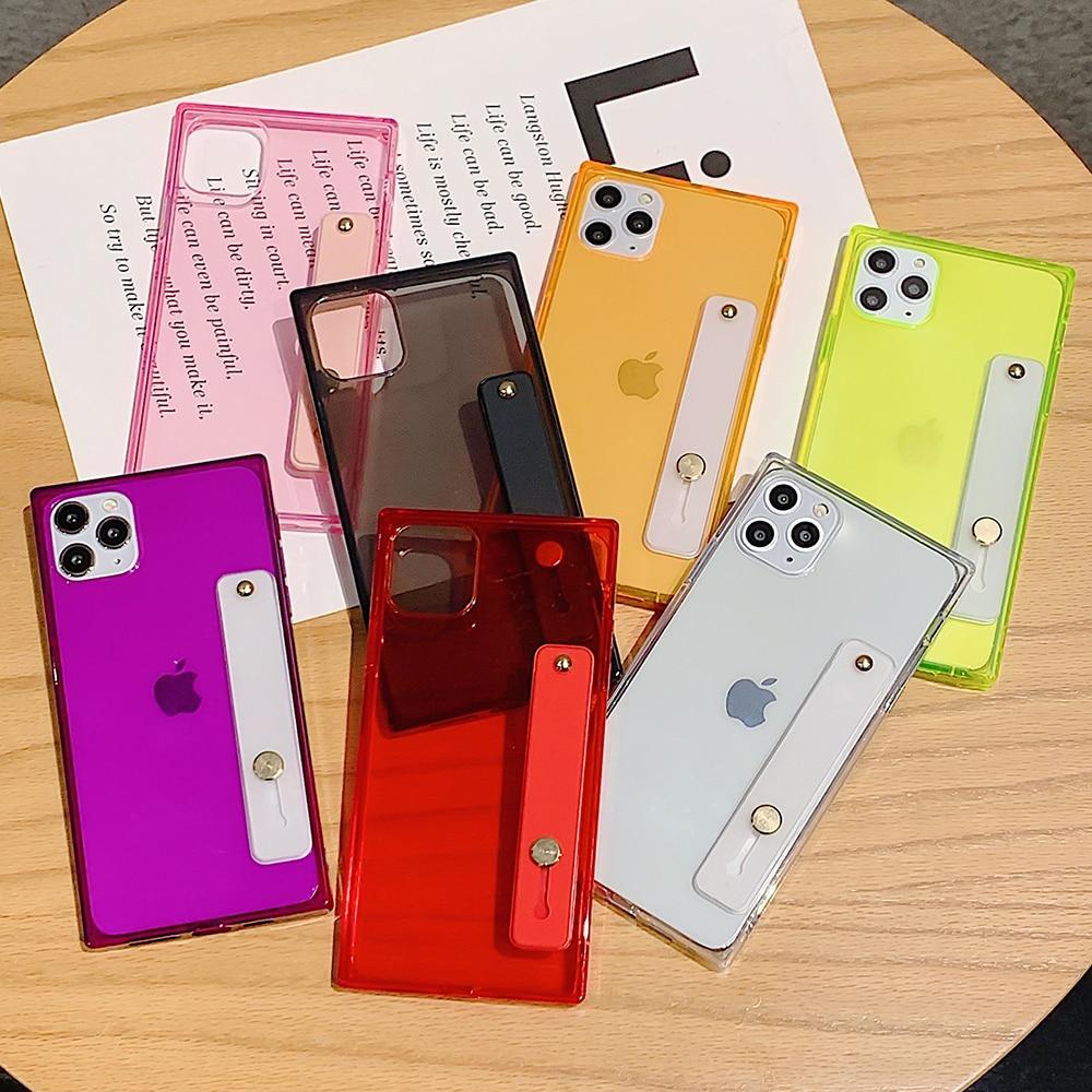 Clear Square Case + Wrist Strap-xinru