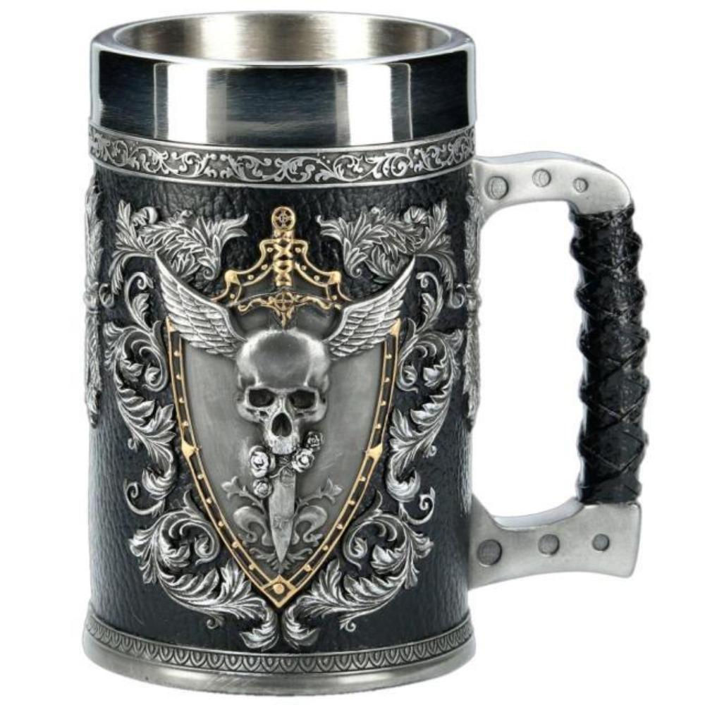 Viking 3D Warrior Skull Eagle Winged Sword Beer Mug Stein Tankard 更新-xinru