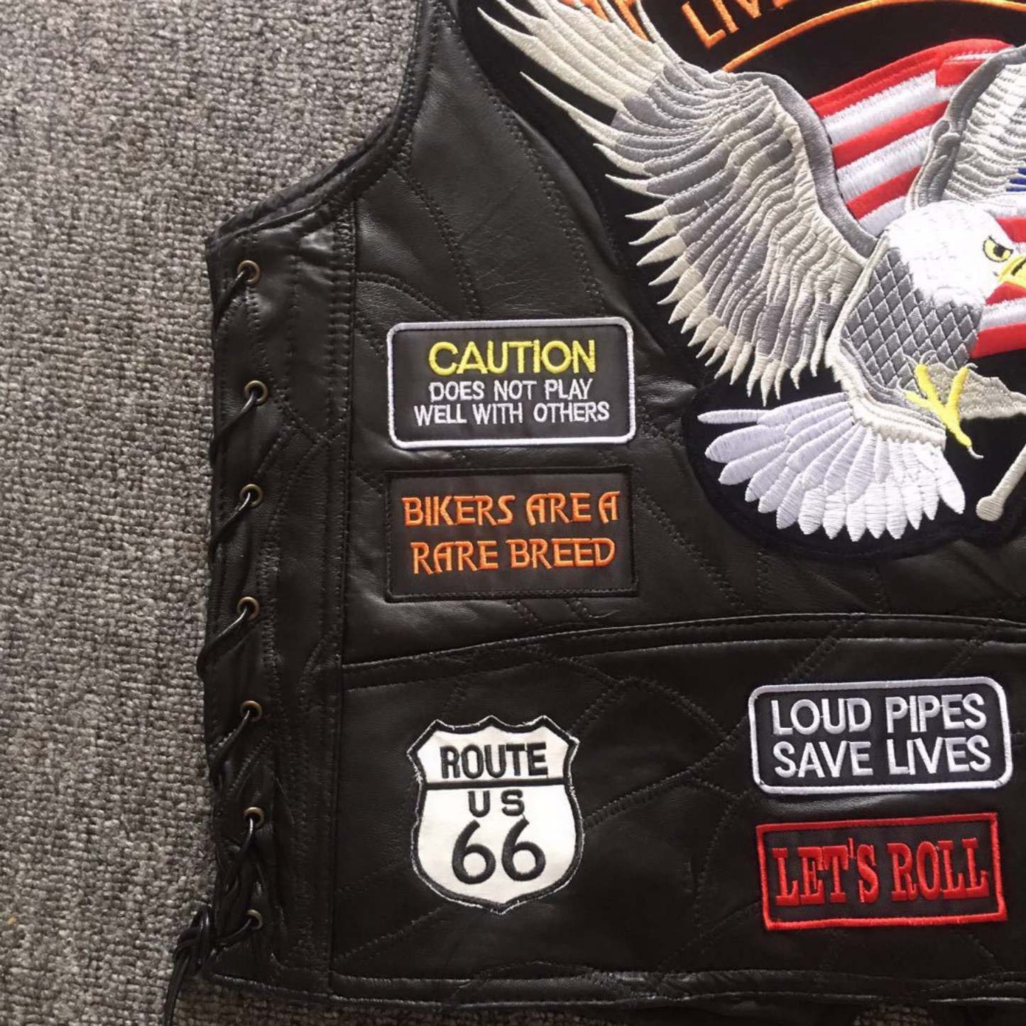 Motorcycle Leather Vest Embroidery Live To Ride-xinru shop
