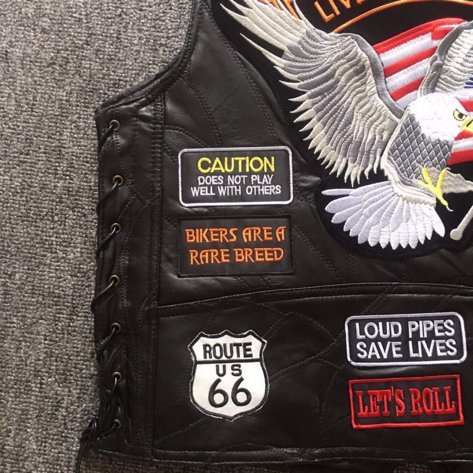 Motorcycle Leather Vest Embroidery Live To Ride-xinru shop