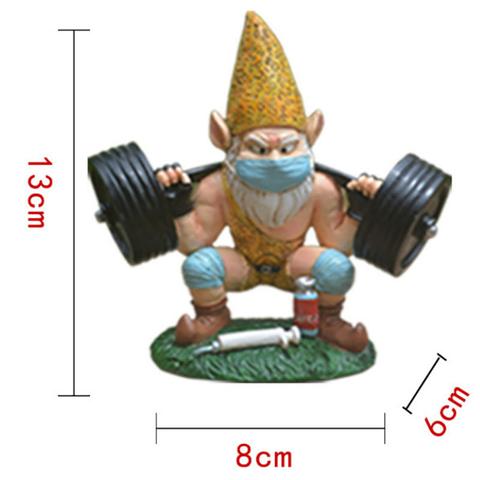 Weightlifting Gnome Resin Ornament Weatherproof Garden Decoration-xinru