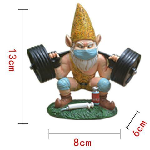 Weightlifting Gnome Resin Ornament Weatherproof Garden Decoration-xinru