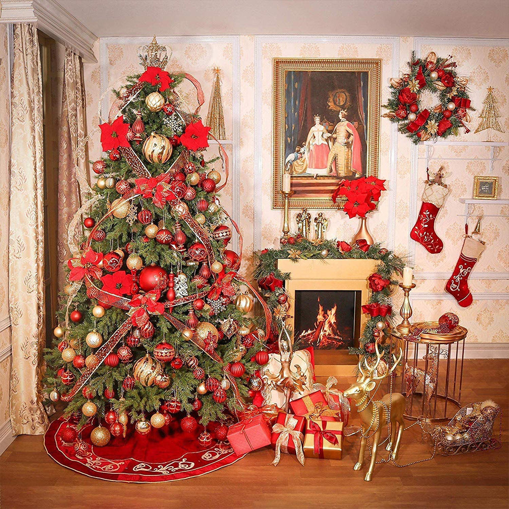 Red And Gold Christmas Tree Baubles Christmas Ball Ornaments, Set of 30-xinru shop