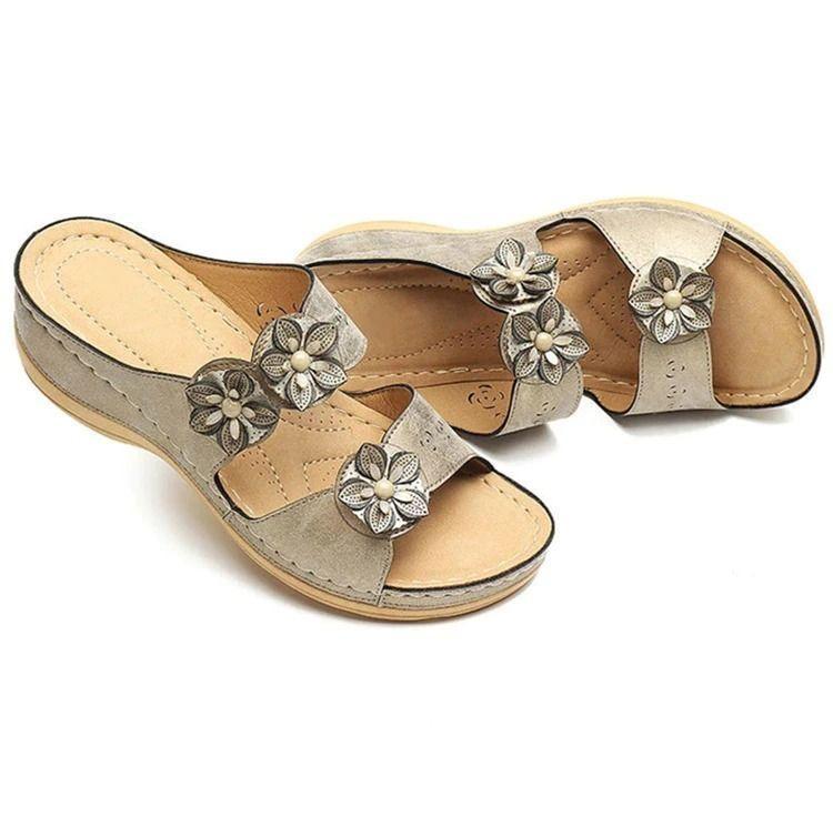 Premium Handicraft Open Toe Charming Fancy Flower Women Sandals-xinru