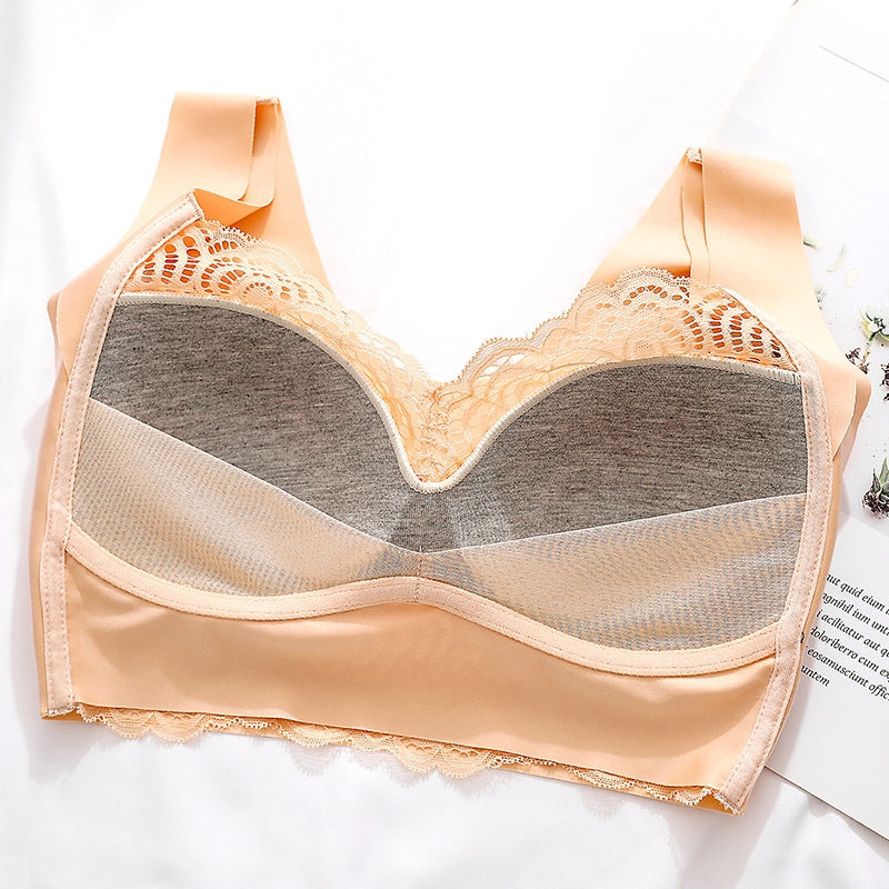Stretch Full-Figure Seamless Lace Cut-Out Bra-xinru