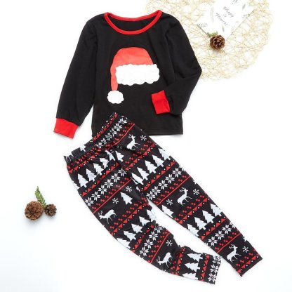 Plus Size Santa Hat Pattern Family Matching Pajamas Sets-xinru shop