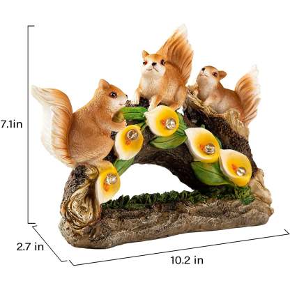 Solar Garden Squirrel Figurines Waterproof With 5 Calla Lily Lights-xinru shop