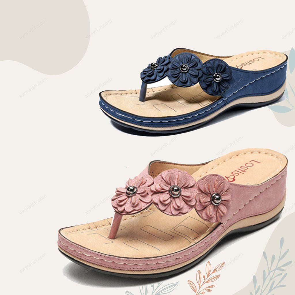Women Flowers Comfy Orthopedic Arch-Support Clip Toe Sandals-xinru