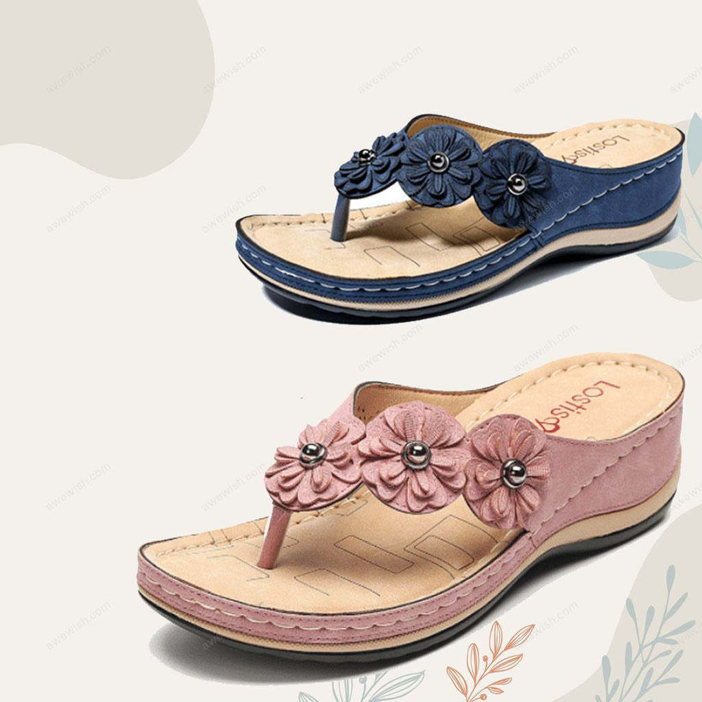 Women Flowers Comfy Orthopedic Arch-Support Clip Toe Sandals-xinru
