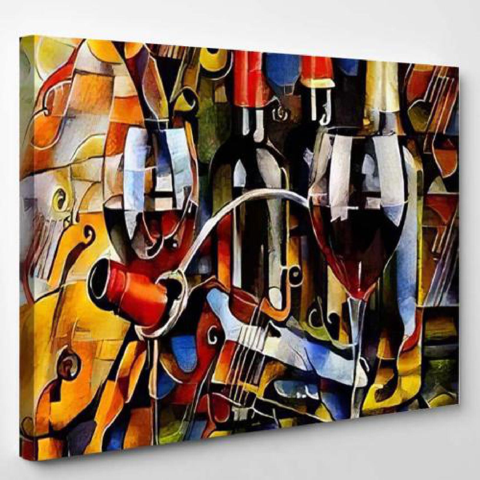 Wine Themes Style Cubism Bottles Glasses-xinru shop