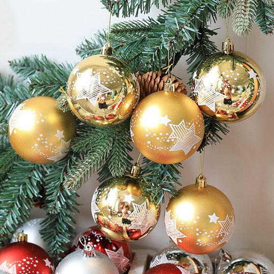 Star Christmas Ball Ornament, Set of 6-xinru shop