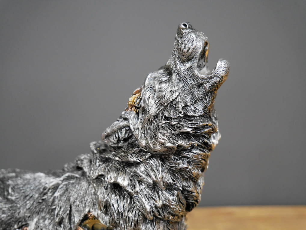 Steampunk Howling Wolf Robotic Alpha Wolf Statue On Sculpted-xinru