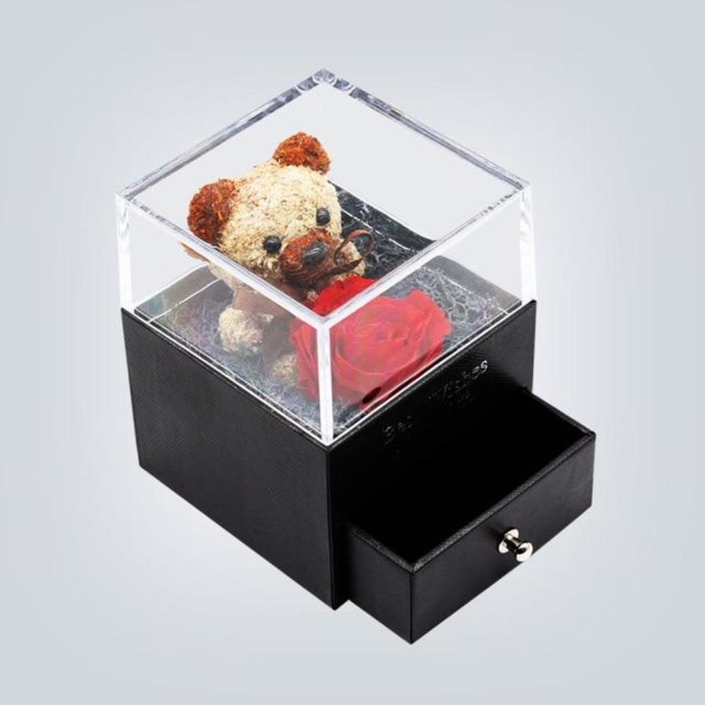 Immortal Preserved Rose Teddy Bear Box Display-xinru