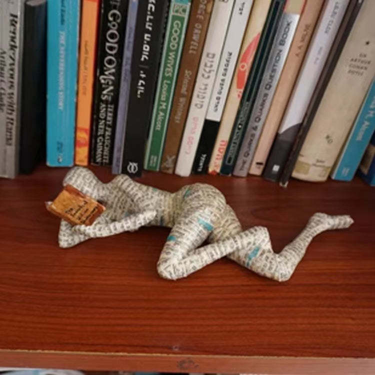 Pulp Woman Reading Resin Statue Bookshelf Abstract Sculptures Figurines Decor-xinru