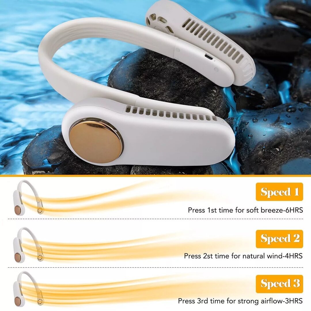 Upgraded Portable Neck Fan 350鎺砇otation Bladeless Personal Neck Fan-xinru