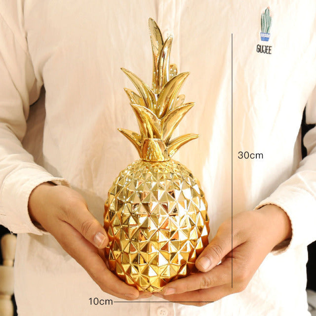 Nordic Light Luxury Ceramic Pineapple Golden Creative Home Accessories-xinru