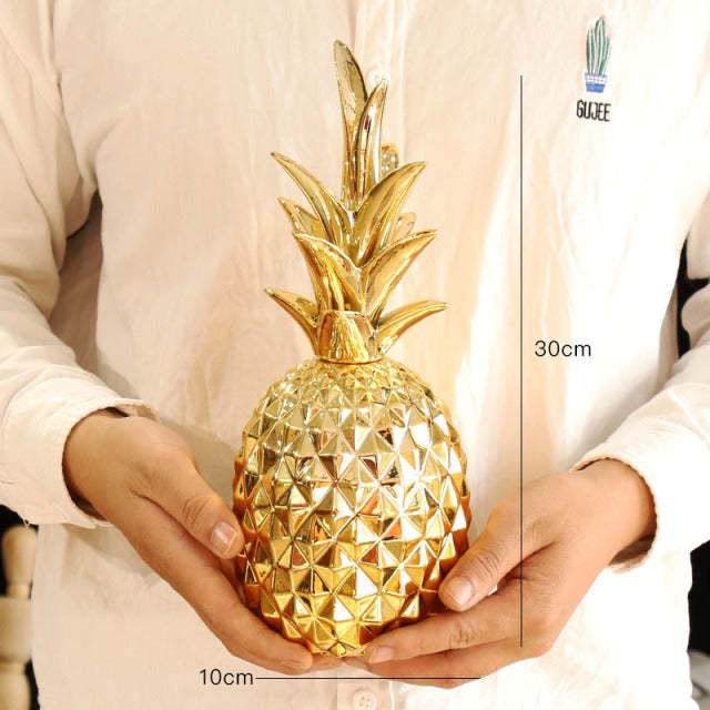 Nordic Light Luxury Ceramic Pineapple Golden Creative Home Accessories-xinru