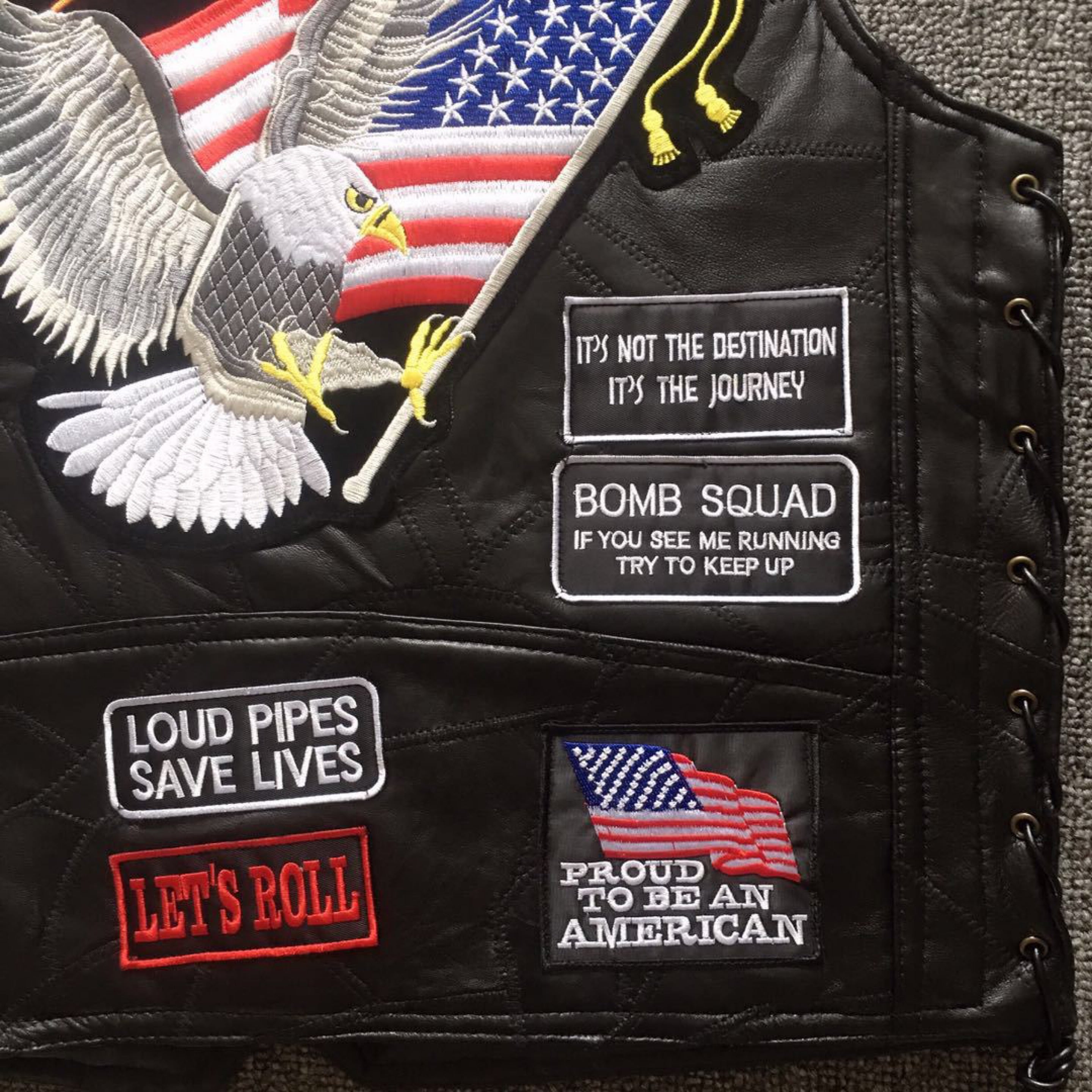Motorcycle Leather Vest Embroidery Live To Ride-xinru shop