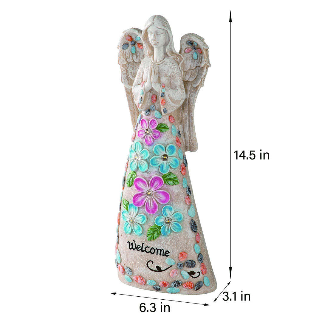 Garden Figurine Angel Statue Welcome Sign Solar Sculpture-xinru