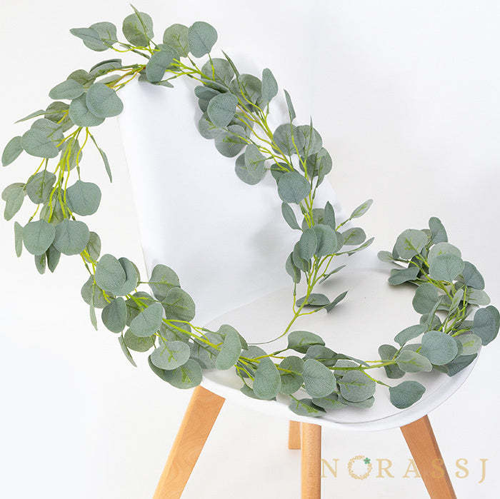 5.9FT Green Faux Eucalyptus Leaves Spring Garland-xinru