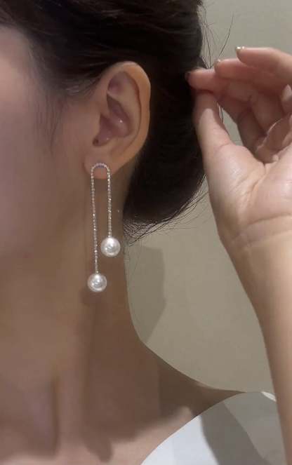 925 Silver Plated Womens Pearl Earrings Ear Wire-xinru