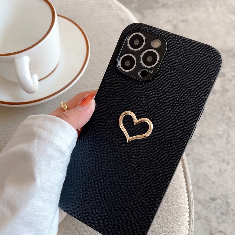 Shockproof 3D Gold Heart Case-xinru