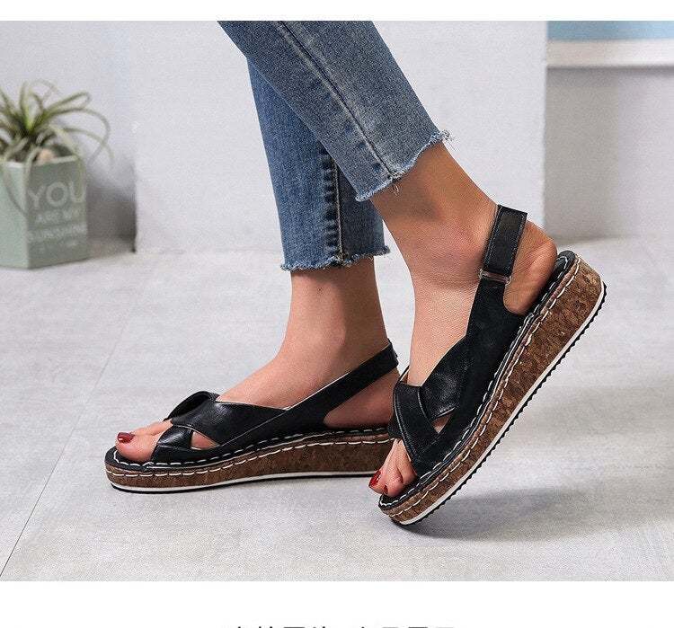 Women Weave Female Causal  Platform Wedges Sandals-xinru