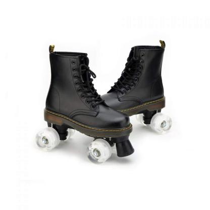 Black Flash Roller Skates Leather Martens Skates-xinru shop
