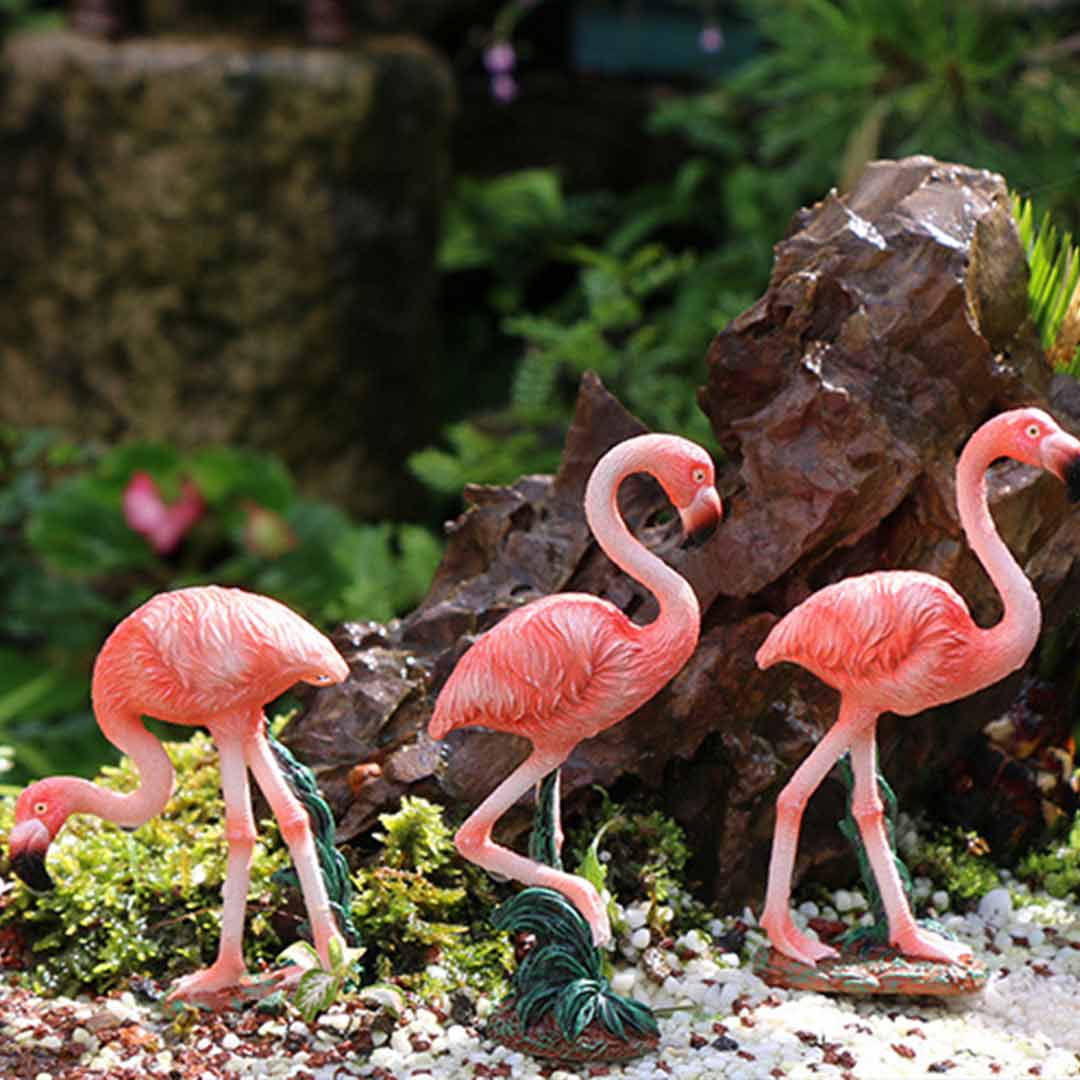 Flamingo Figurine Cute Animals Ornaments Fairy Garden Miniatures Terrarium Decor-xinru