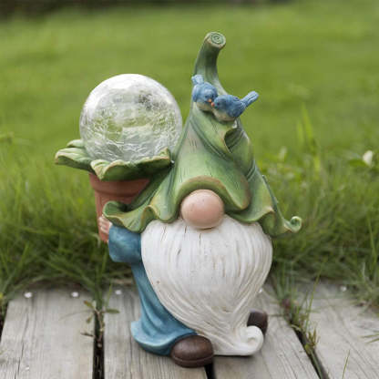 Magic Ball Welcome Outdoor Funny Gnome Solar LED Lights Figurine Ornament Decor-xinru