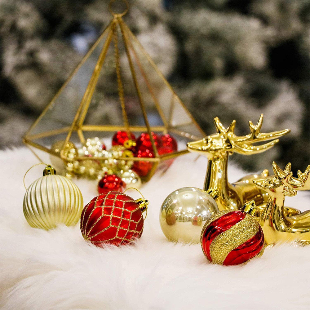 Red And Gold Christmas Tree Baubles Christmas Ball Ornaments, Set of 30-xinru shop