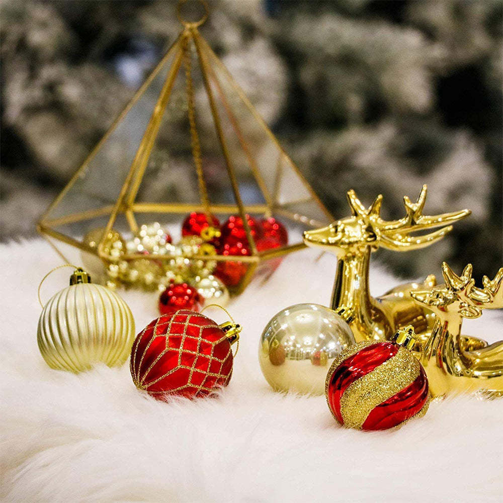 Red And Gold Christmas Tree Baubles Christmas Ball Ornaments, Set of 30-xinru shop