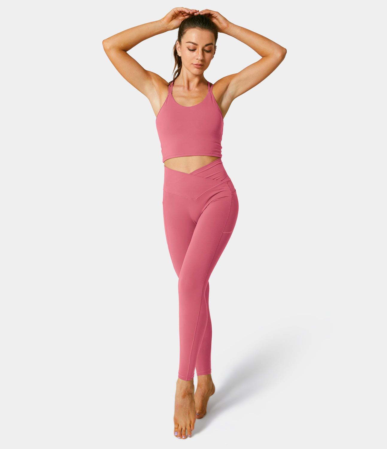 Cloudful® Crossover Pocket Plain 7/8 Leggings-xinru shop