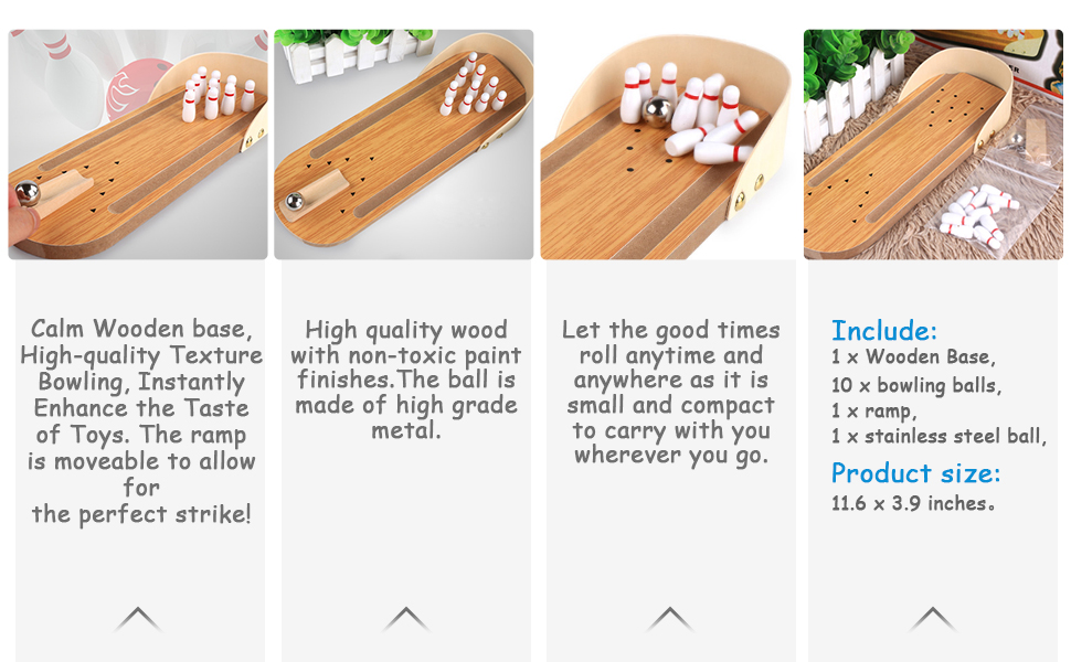 Wooden Desktop Tabletop Bowling
