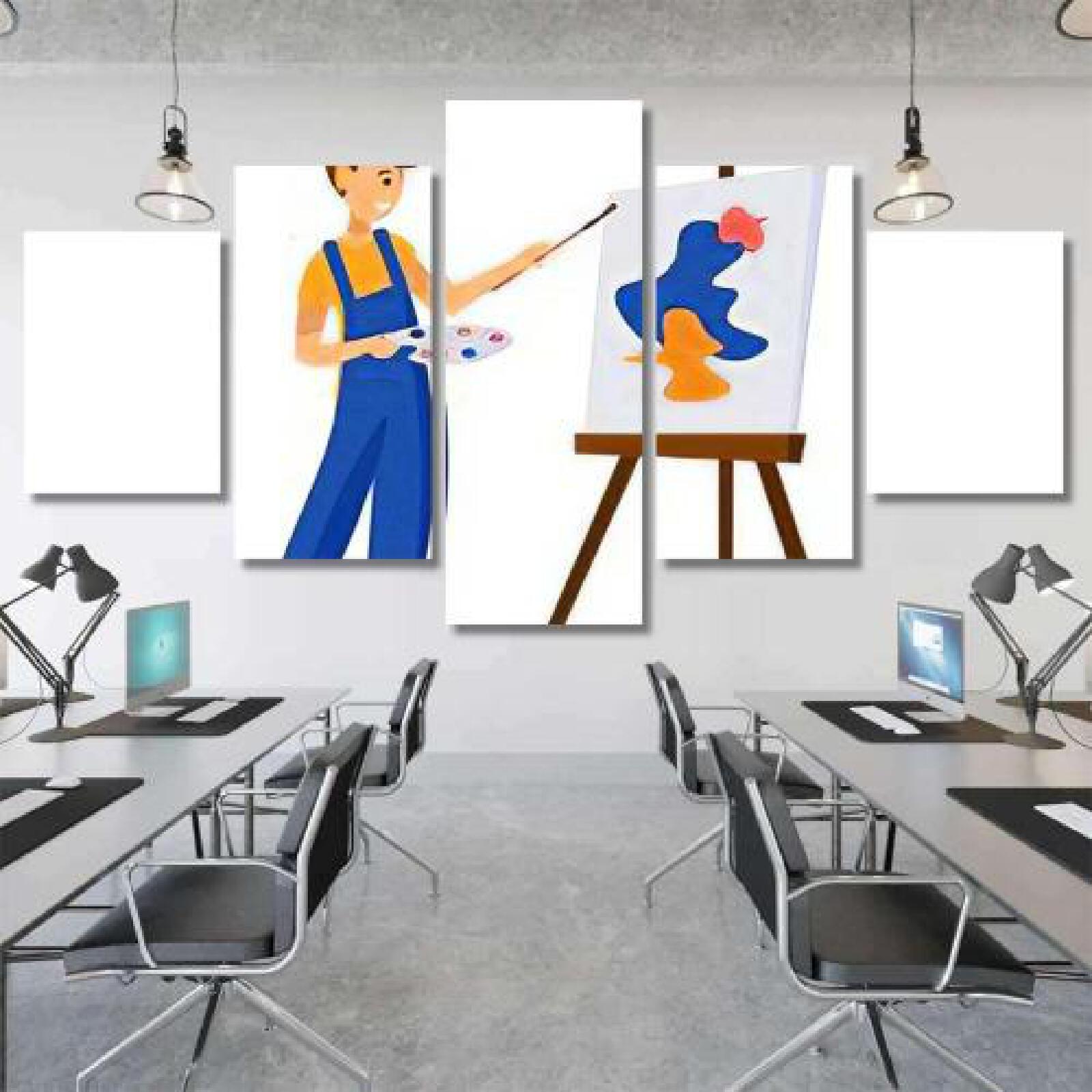 Woman Artist Painting Colorful Abstract Shapes-xinru shop